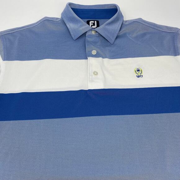 Footjoy Mens Large Blue White Green Embroidered Golf Polo Shirt - Picture 1 of 7